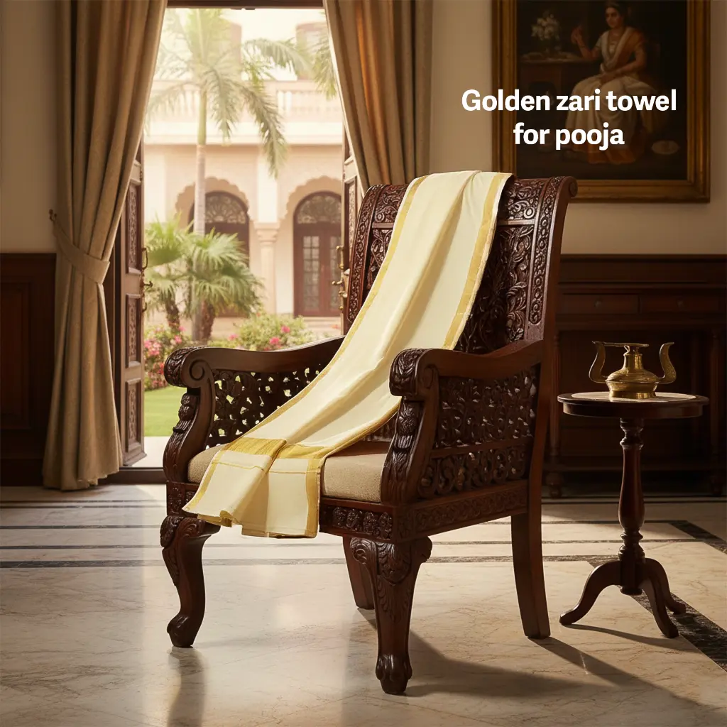 Golden zari towel for pooja_02.webp
